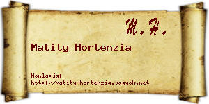Matity Hortenzia névjegykártya